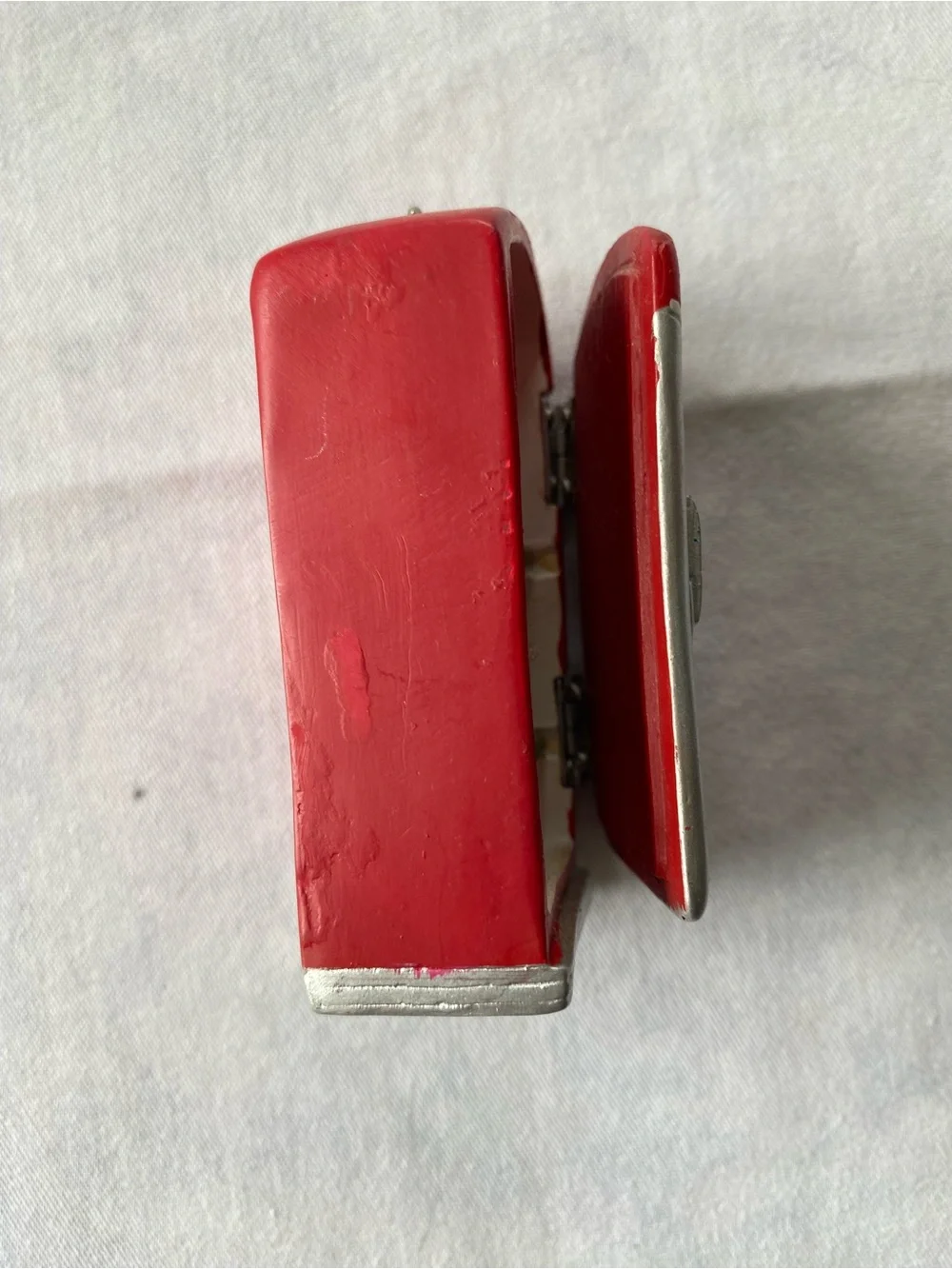 Christmas Ornament Vintage Red Refrigerator with Food